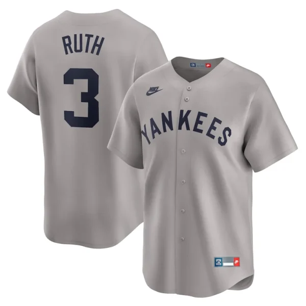 Babe ruth new york yankees nike throwback cooperstown collection limited jersey Gray