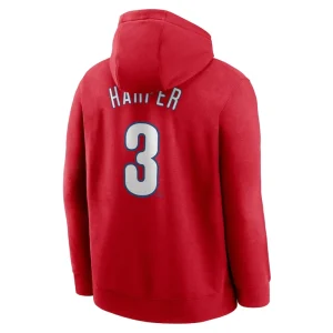 Bryce harper philadelphia phillies nike player name number club pullover hoodie Red L