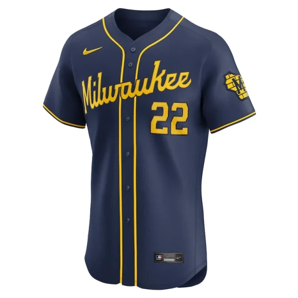 Christian yelich milwaukee brewers nike alternate home elite player jersey Navy 44