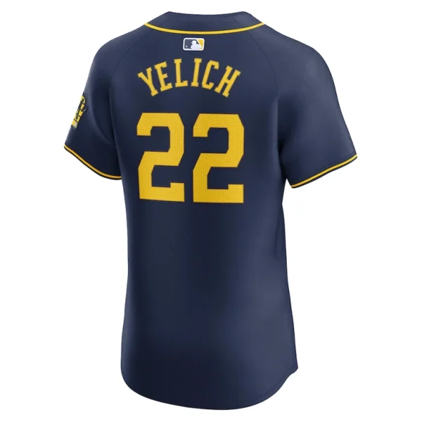 Christian yelich milwaukee brewers nike alternate home elite player jersey Navy 48
