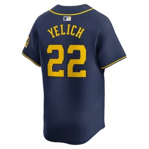Christian yelich milwaukee brewers nike alternate limited player jersey – navy Multi L