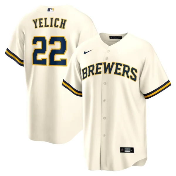 Christian yelich milwaukee brewers nike alternate replica player jersey Cream
