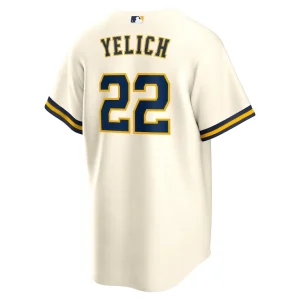 Christian yelich milwaukee brewers nike alternate replica player jersey Cream L
