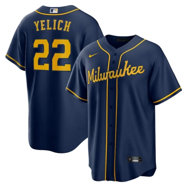 Christian yelich milwaukee brewers nike alternate replica player jersey Navy