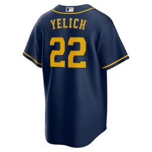 Christian yelich milwaukee brewers nike alternate replica player jersey Navy L