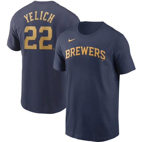 Christian yelich milwaukee brewers nike name number t shirt Navy