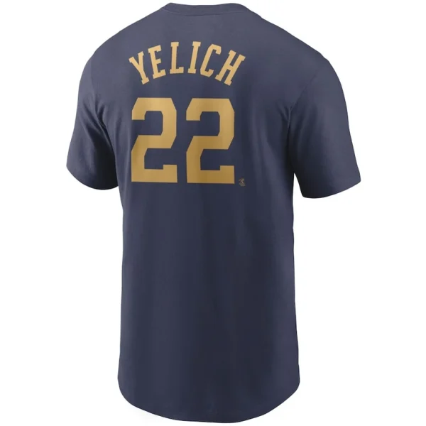 Christian yelich milwaukee brewers nike name number t shirt Navy L