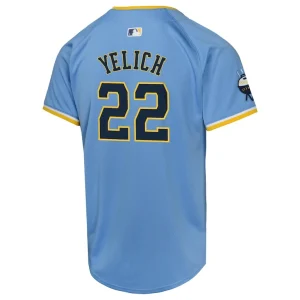 Christian yelich milwaukee brewers nike youth city connect limited player jersey Powder blue Yth L