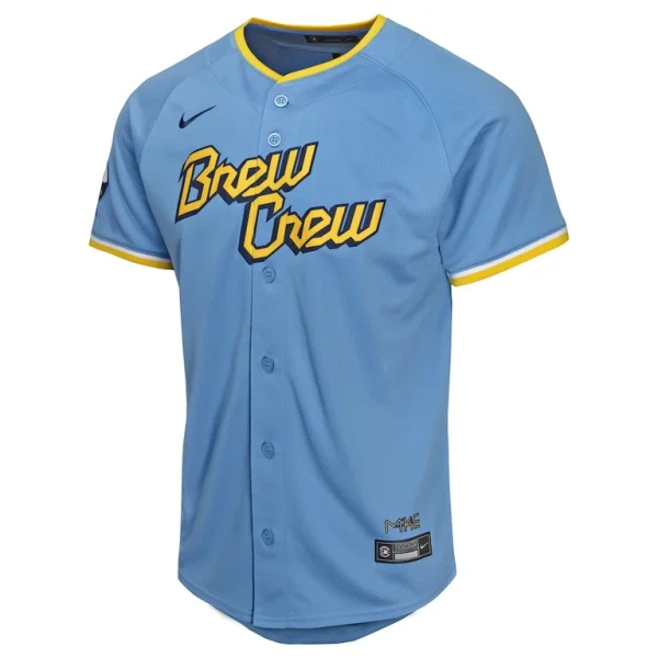 Christian yelich milwaukee brewers nike youth city connect limited player jersey Powder blue Yth M