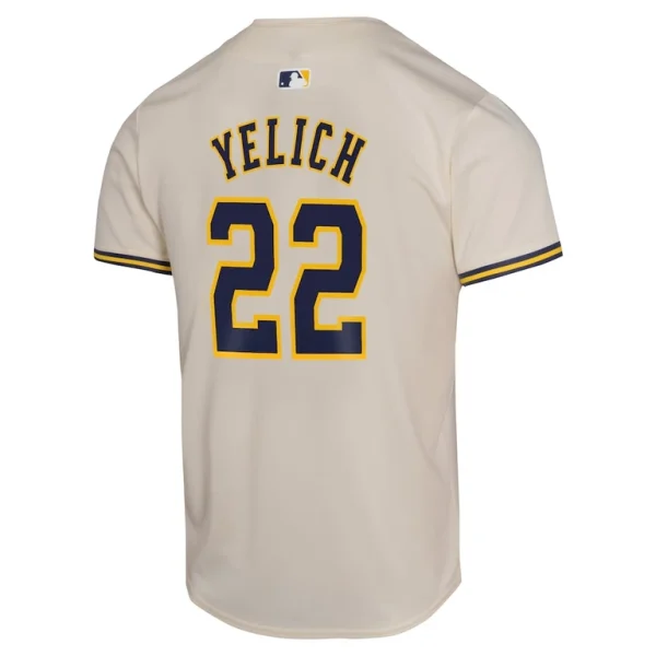 Christian yelich milwaukee brewers nike youth home game player jersey Cream Yth L