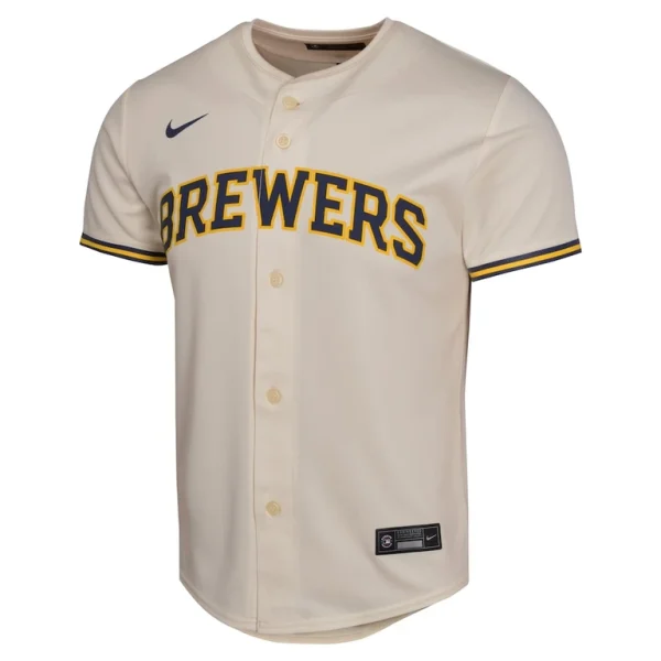 Christian yelich milwaukee brewers nike youth home game player jersey Cream Yth M