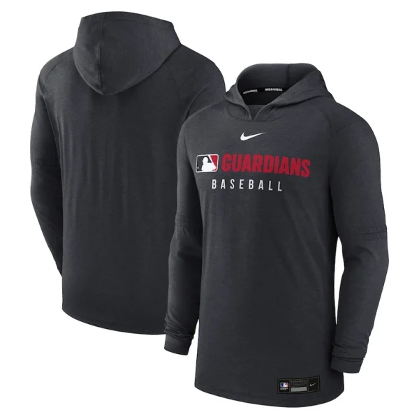 Cleveland guardians nike authentic collection tri blend performance pullover hoodie Heather black