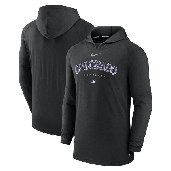 Colorado rockies nike authentic collection early work tri blend performance pullover hoodie Heather black