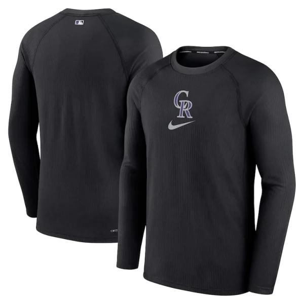 Colorado rockies nike authentic collection game raglan performance long sleeve t shirt Black