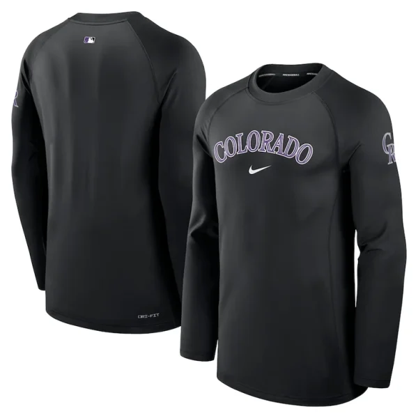 Colorado rockies nike authentic collection game time raglan performance long sleeve t shirt Black