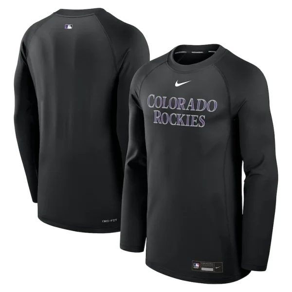 Colorado rockies nike authentic collection game time raglan performance long sleeve t shirt Black