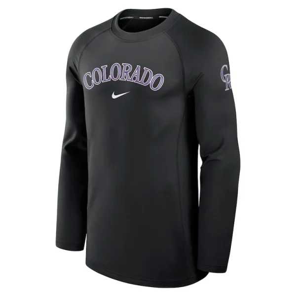 Colorado rockies nike authentic collection game time raglan performance long sleeve t shirt Black M