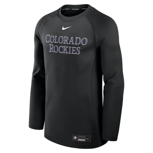 Colorado rockies nike authentic collection game time raglan performance long sleeve t shirt Black M