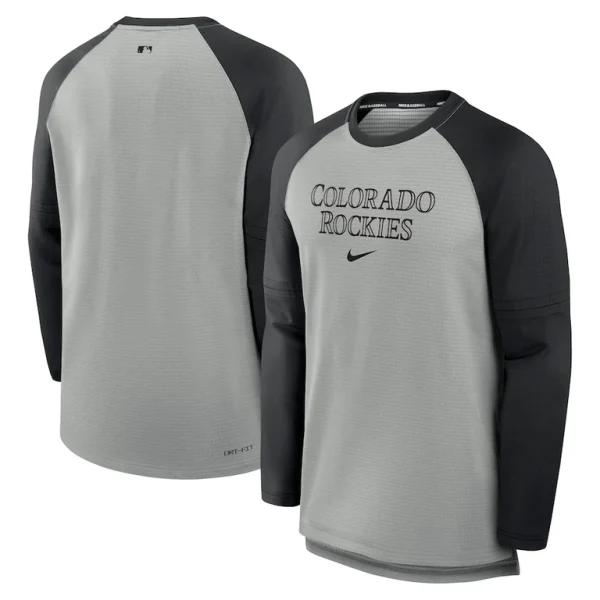 Colorado rockies nike authentic collection game time raglan performance long sleeve t shirt Heather grayblack