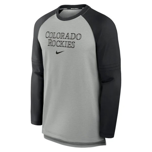 Colorado rockies nike authentic collection game time raglan performance long sleeve t shirt Heather grayblack M