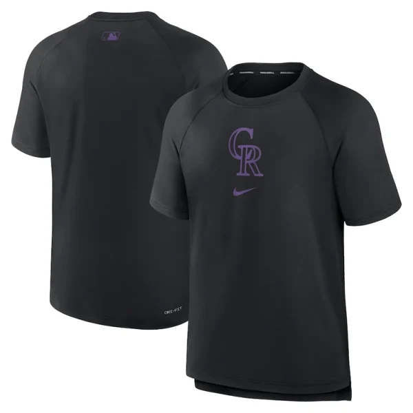 Colorado rockies nike authentic collection pregame raglan performance t shirt Black