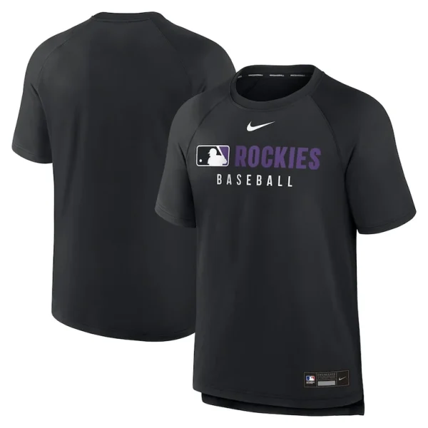 Colorado rockies nike authentic collection pregame raglan performance t shirt Black