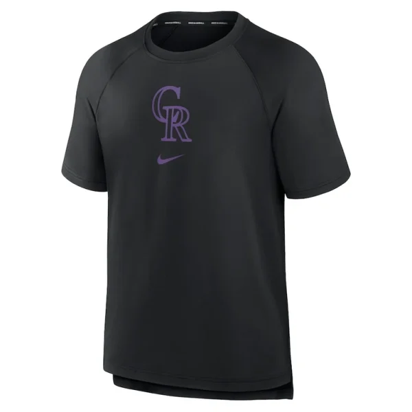 Colorado rockies nike authentic collection pregame raglan performance t shirt Black M