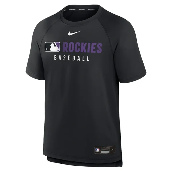 Colorado rockies nike authentic collection pregame raglan performance t shirt Black M