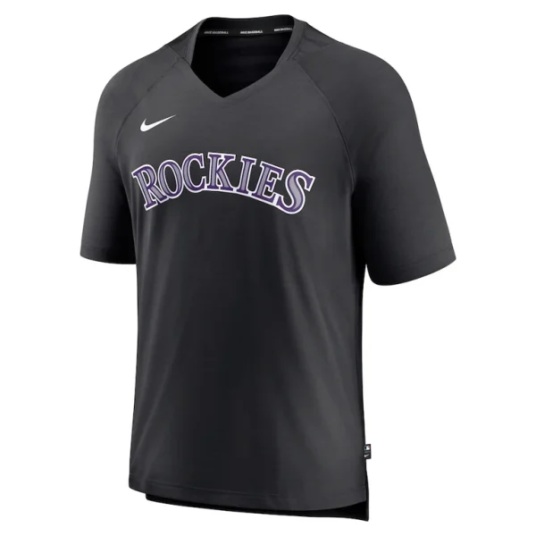 Colorado rockies nike authentic collection pregame raglan performance v neck t shirt Black M