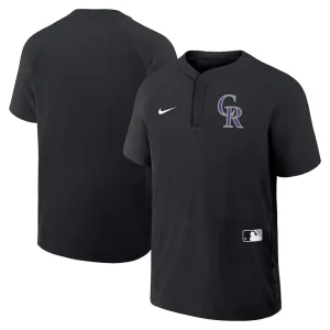 Colorado rockies nike authentic collection raglan short sleeve windshirt Black