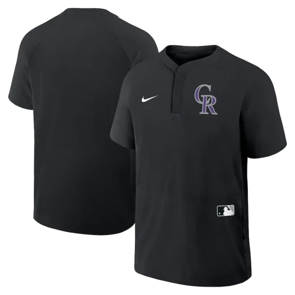 Colorado rockies nike authentic collection raglan short sleeve windshirt Black