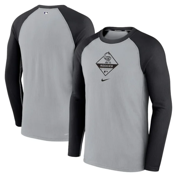 Colorado rockies nike game authentic collection performance raglan long sleeve t shirt Grayblack