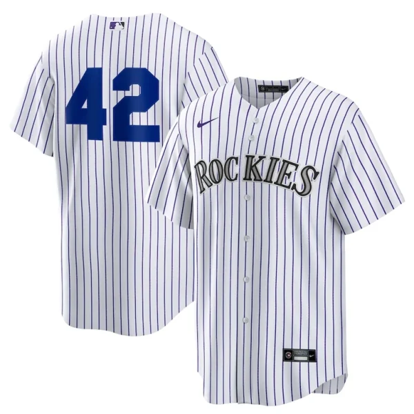 Colorado rockies nike home 2025 jackie robinson day replica jersey White
