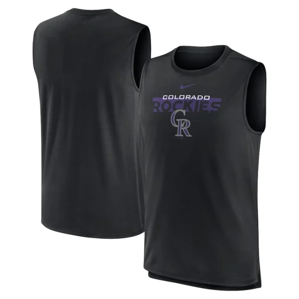 Colorado rockies nike knockout stack exceed muscle tank top Black
