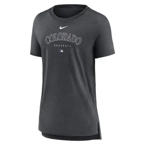 Colorado rockies nike womens authentic collection early work tri blend t shirt Heather charcoal S