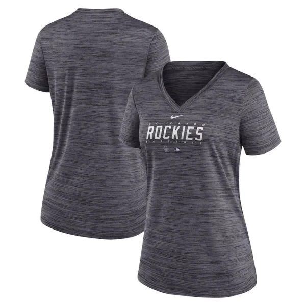 Colorado rockies nike womens authentic collection velocity practice performance v neck t shirt Black