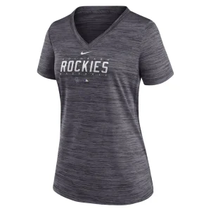 Colorado rockies nike womens authentic collection velocity practice performance v neck t shirt Black S