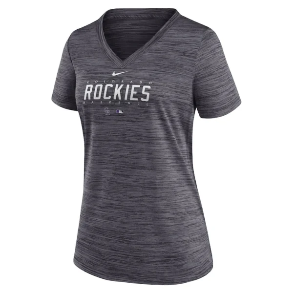 Colorado rockies nike womens authentic collection velocity practice performance v neck t shirt Black S