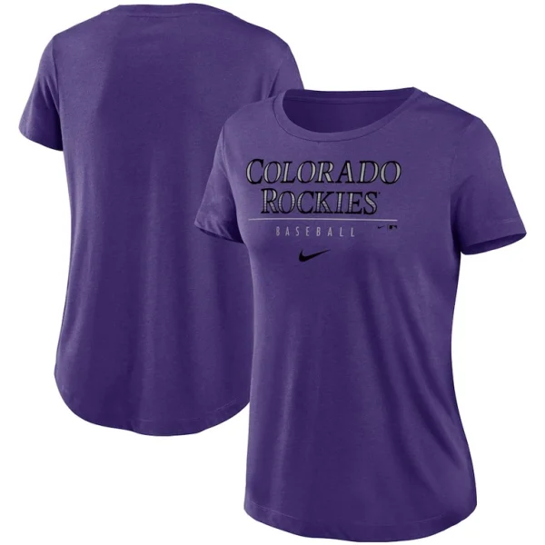 Colorado rockies nike womens club lettering essential tri blend performance t shirt Purple