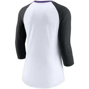 Colorado rockies nike womens color split tri blend 34 sleeve raglan t shirt Whiteheathered black M