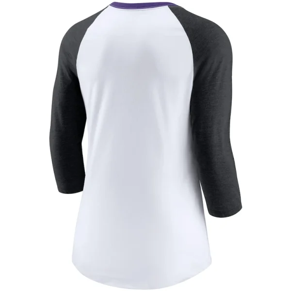 Colorado rockies nike womens color split tri blend 34 sleeve raglan t shirt Whiteheathered black M
