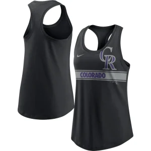 Colorado rockies nike womens cropped logo performance racerback tank top Black