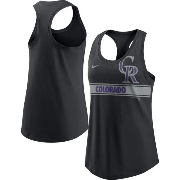 Colorado rockies nike womens cropped logo performance racerback tank top Black