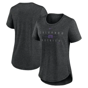 Colorado rockies nike womens knockout team stack tri blend t shirt Heather black