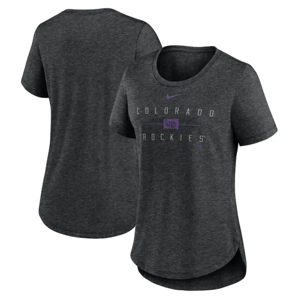 Colorado rockies nike womens knockout team stack tri blend t shirt Heather black