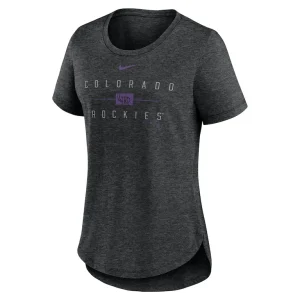 Colorado rockies nike womens knockout team stack tri blend t shirt Heather black S