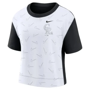 Colorado rockies nike womens line up high hip fashion t shirt Blackwhite S
