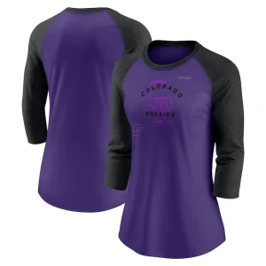 Colorado rockies nike womens next up tri blend raglan 34 sleeve t shirt Purpleblack
