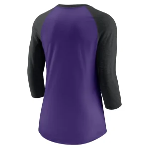 Colorado rockies nike womens next up tri blend raglan 34 sleeve t shirt Purpleblack M