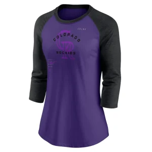 Colorado rockies nike womens next up tri blend raglan 34 sleeve t shirt Purpleblack S